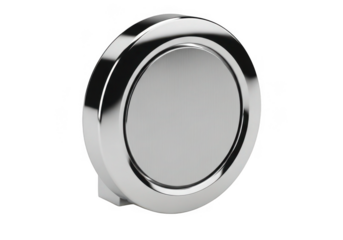 Round metal button isolated on transparent background for ui and design elements