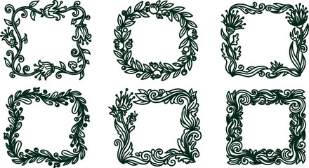 Obraz premium Set of ornate floral borders and frames with leaves and flowers