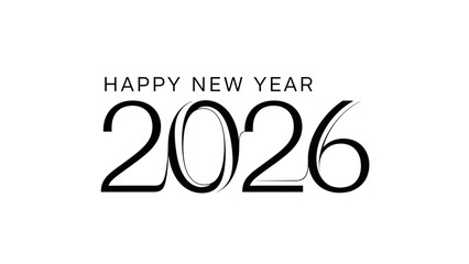 Elegant Black Happy New Year 2026 Serif Typography