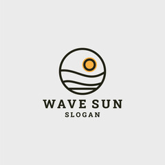 Wave sun logo style icon design template vector illustration