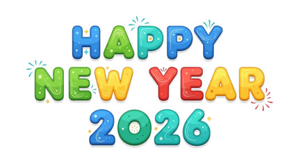 Colorful Happy New Year 2026 - Blue Red and Green Text