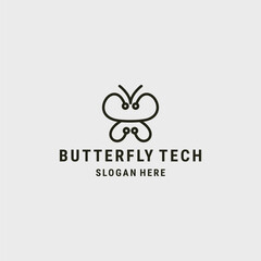Butterfly tech logo style icon design template vector illustration