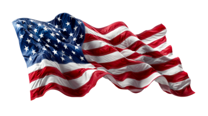 Majestic American flag waves majestically with stars and stripes, symbolizing national pride and patriotism for celebrations and events, perfect for patriotic themes and graphic design