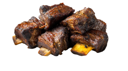 Delicious slow cooked beef short ribs with visible seasoning and bone presentation, perfect for culinary content and restaurant promotion showcasing hearty meals.