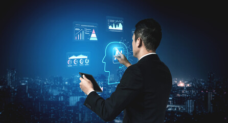 AI powered business intelligence for advanced data analysis. A concept of a smart system using AI...