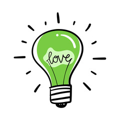 Light bulb creative idea icon set on transparent background. Inspiration in light bulb concept with black and green line icon set. Flat idea, creativity, inspiration, innovation, and solution symbol 