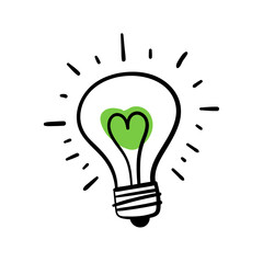 Light bulb idea icon set on transparent background. Bright idea in light bulb concept with black and green line icon set. Flat idea, creativity, inspiration, innovation, solution symbol 