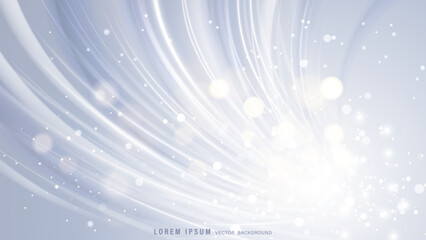 Abstract white and silver flowing lines background
