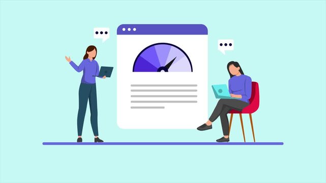 Animated video of goal Two workers are doing benchmarking activities. Benchmarking concept. Full length animation illustration. High quality&nbsp;4k&nbsp;footage
