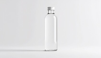Minimal Blank Glass Bottle Mockup on Neutral Studio Background