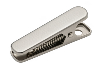 Metal binder clip isolated on transparent background for office and crafts