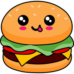 Fototapeta premium Cute Cartoon Burger Character Illustration