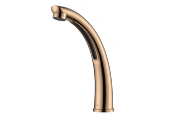 Modern rose gold faucet isolated on transparent background for kitchen and bathroom use