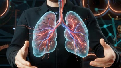 Human lungs with blood vessels