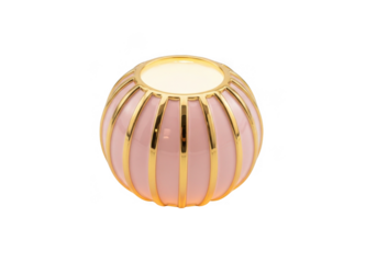 Pink and gold decorative vase for home decor and table centerpiece isolated on transparent background
