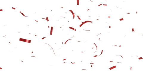 Red confetti falling isolated on transparent background