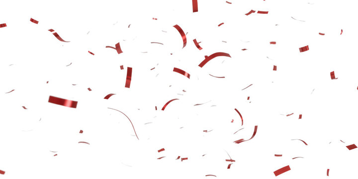Red confetti falling isolated on transparent background