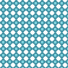 Teal and White Retro Geometric Seamless Pattern with Rounded Square Motifs