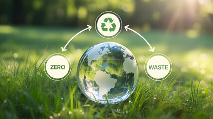 Sustainable world with zero waste and a recycling symbol for a greener planet initiative