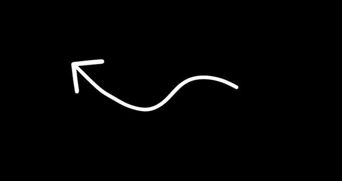 Hand drawn black arrow doodle animation isolated on solid background for business presentation and design