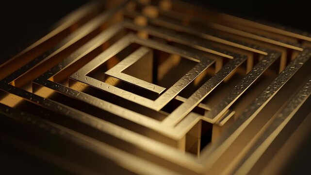 A gold-colored diamond shape with a gold-colored square in the middle. Gold strength symbolism, subtle light reflections, clean minimal financial aesthetic, gold financial resilience