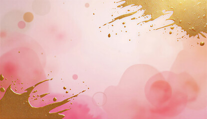 Golden Pink Abstract Splash Art