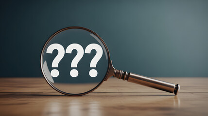 Unraveling mystery questions with magnifying glass for research, business, or education needs