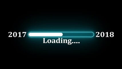 New year 2018 loading bar animation Year changing from 2017 to 2018.Loading bar from 2017 to 2018 new year transfer animation.Advance happy new year.4k motion graphics video.