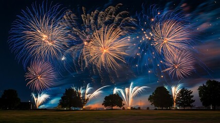 Colorful Fireworks Display Background Ideal for Celebrations 