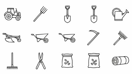 Gardening Tools Icons Set Illustration.