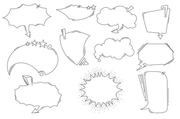 Hand Drawn Doodle Bubble Chat Vector Element Set