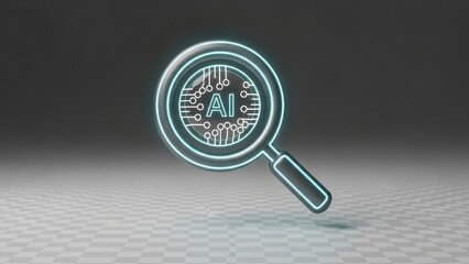 Computer chip with a magnifying glass on it