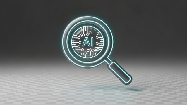 Computer chip with a magnifying glass on it - Powered by Adobe