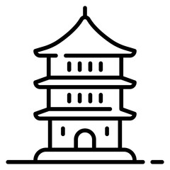 Chinese Traditional Pray Pagoda Line Icon