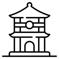 Chinese Traditional Pray Pagoda Line Icon