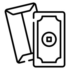 Chinese Red Envelope Line Icon