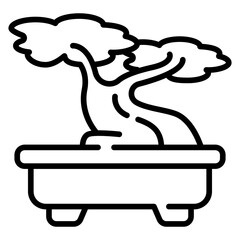 Bonsai Tree Line Icon