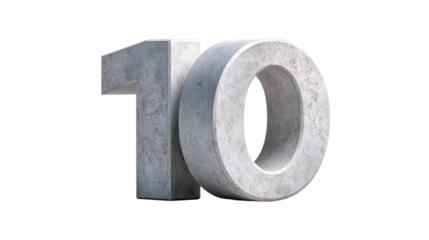 Concrete numbers ten representing success and achievement for informational and structural projects, ideal for architectural and accounting concepts.
