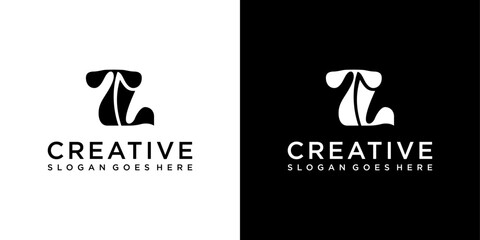 TL or LT initial letter logo design vector