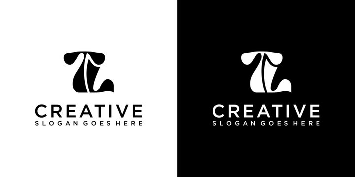 TL or LT initial letter logo design vector