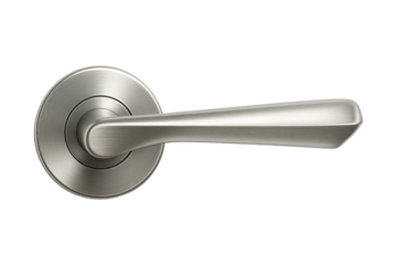 Close-up of silver doorknob against an isolated background.