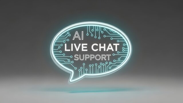 Neon sign that says AI Live Chat Support - Powered by Adobe