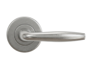 Close-up of silver doorknob against an isolated background.