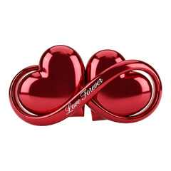 Glossy red infinity heart icon isolated on white background for modern romance and love branding concept