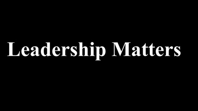 Simple impactful message displaying bold white serif text that declares leadership is a crucial element for success
