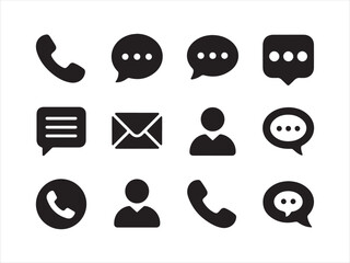 Web icon set. Website set icon vector. Contact icon set, contact us in line and solid style.