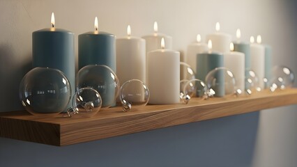 灯るキャンドルとガラスオーナメント