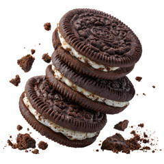 3d illustration of stack of chocolate sandwich cookies isolated on transparent background