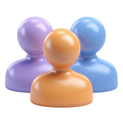 3d illustration of three colorful figures isolated on transparent background