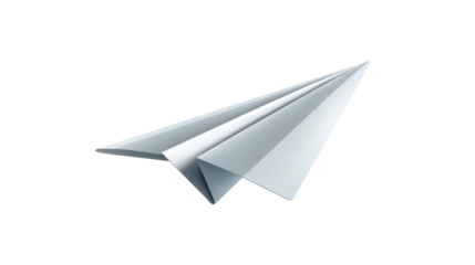 Minimalist paper airplane soaring against a stark backdrop representing travel, communication, and new beginnings, ideal for inspirational or business themes.